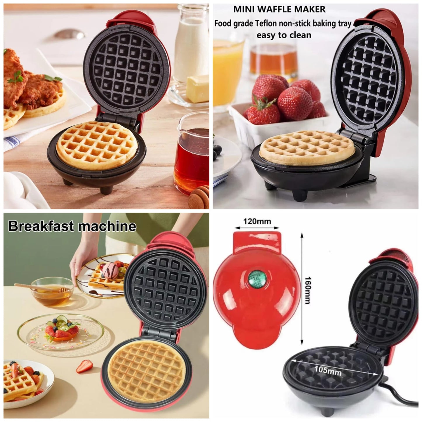 Mini Electric Waffle Maker 350W | Non-Stick Breakfast Appliance