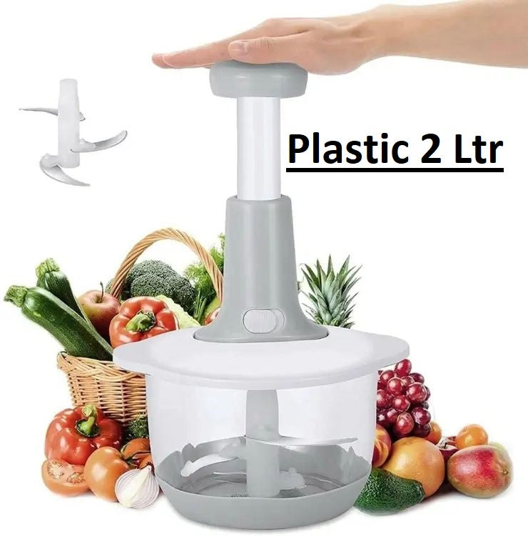 2L Extra-Large Manual Chopper | Hand Pull Vegetable & Meat Cutter