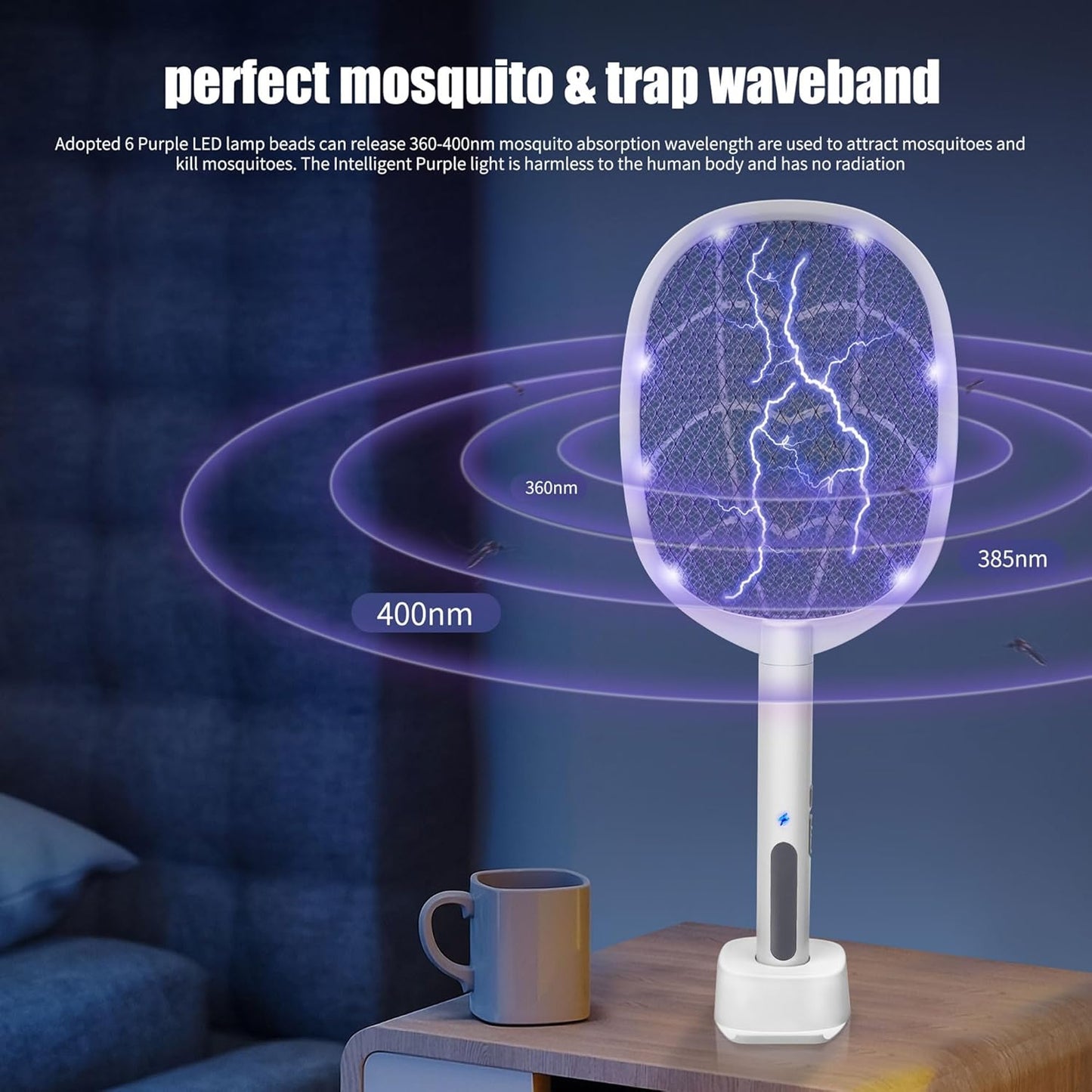 Electric Mosquito Killer Racket 2-in-1 | LED Bug Zapper