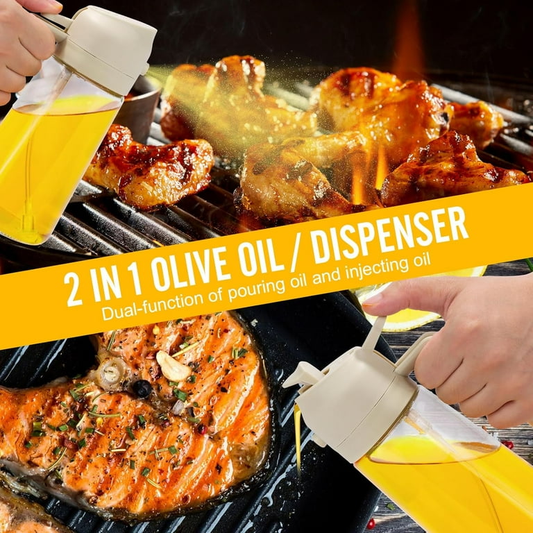 Oil Spray Bottle 2-in-1 – Reusable Kitchen Oil Mister with Fine Mist