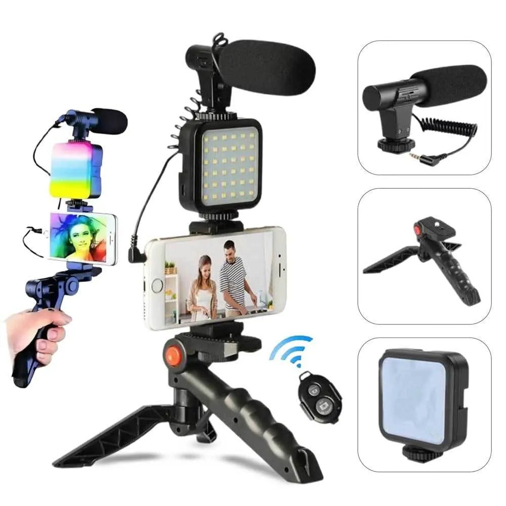 Vlogging Kit AY49 | Smartphone LED Fill Light & Mini Tripod